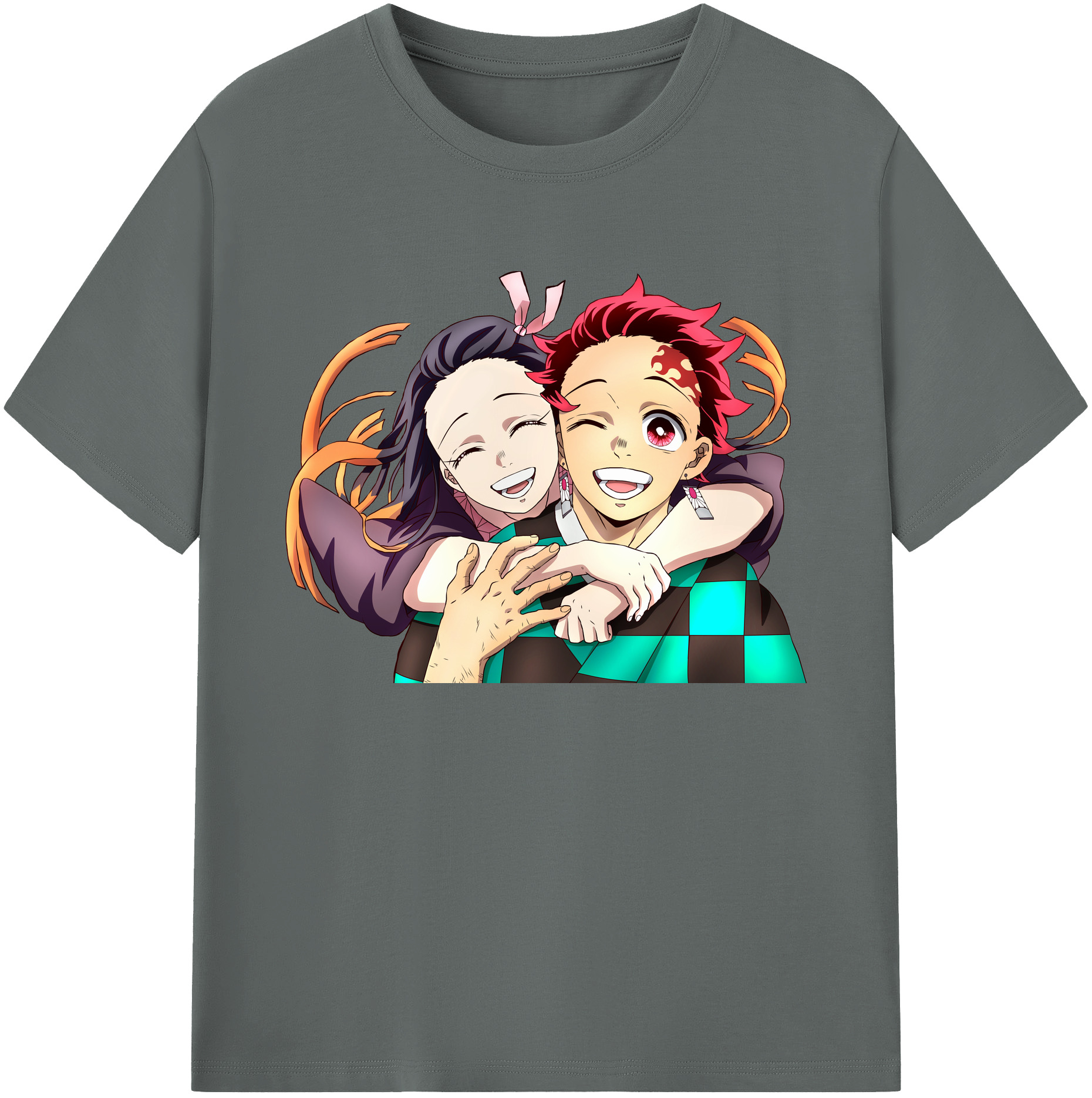 （画像用） 鬼滅の刃（きめつのやいば）竈門 禰󠄀豆子／かまど ねずこ Kamado Nezuko 綿100％ メンズ半袖Tシャツ｜肌触りやわらか＆通気性